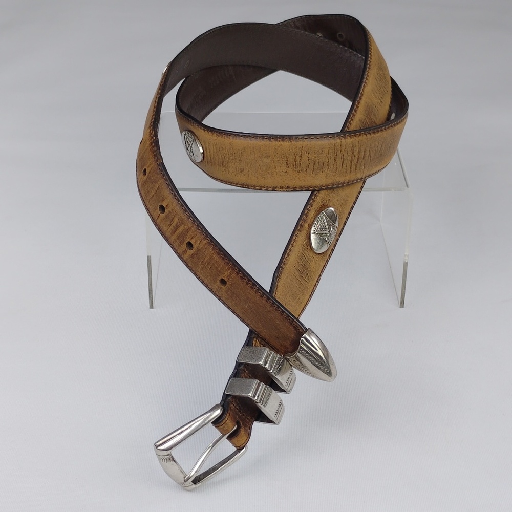 Distressed Brown Leather Mens Belt.